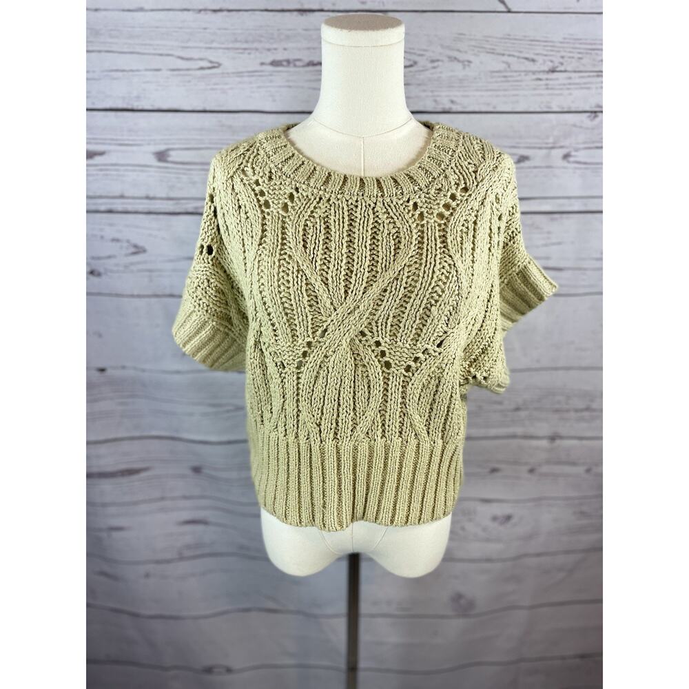By Together Cali Crochet Knit Sweater Top Sage Green Size Small NWT